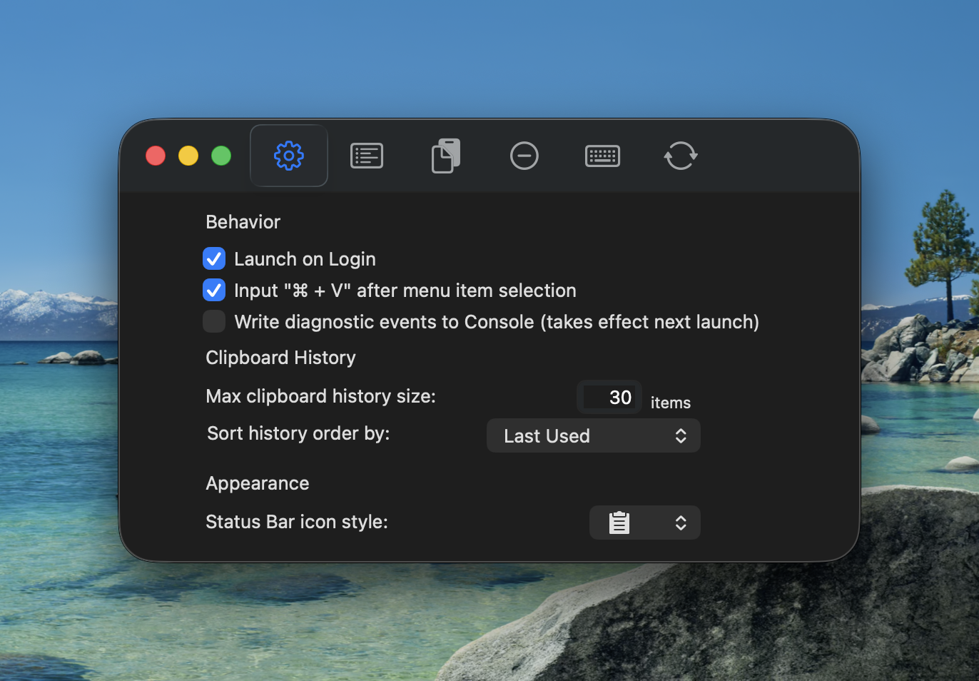 Clipy2 preferences window